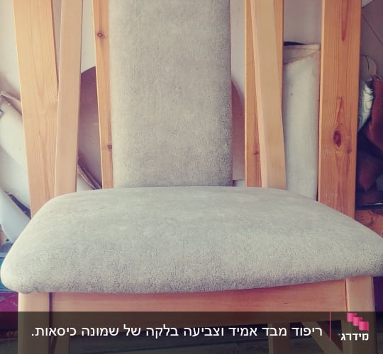 כיסא עץ בעל מושב ומשענת גב מרופדים בבד
